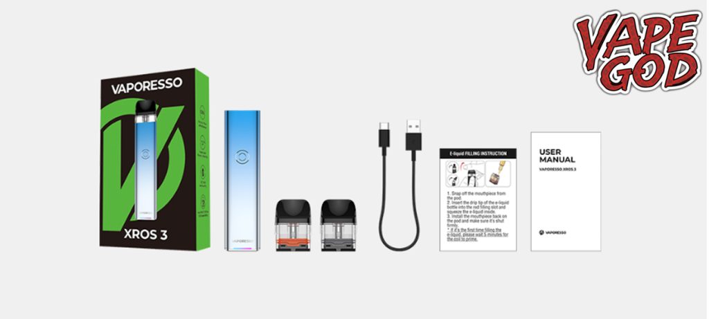 محتویات درون جعبه ویپ پاد اکسراس 3 - Vaporesso Xros 3